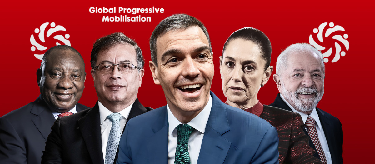 l Ramaphosa, Gustavo Petro, Pedro Sánchez, Claudia Sheinbaum y Luiz Inácio Lula Da Silva