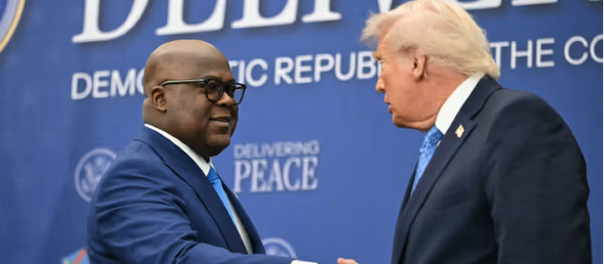 El presidente de la República Democrática del Congo Félix Tshisekedi y el presidente de EE.UU. Donald Trump