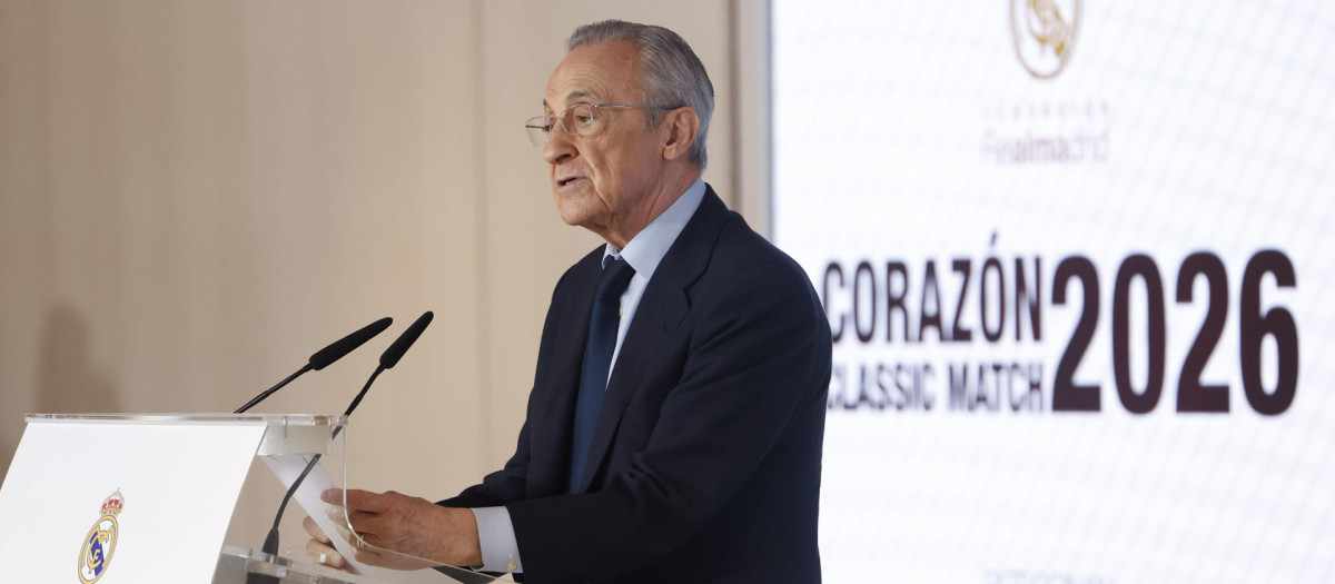El presidente del Real Madrid, Florentino Pérez, en un acto de esta temporada