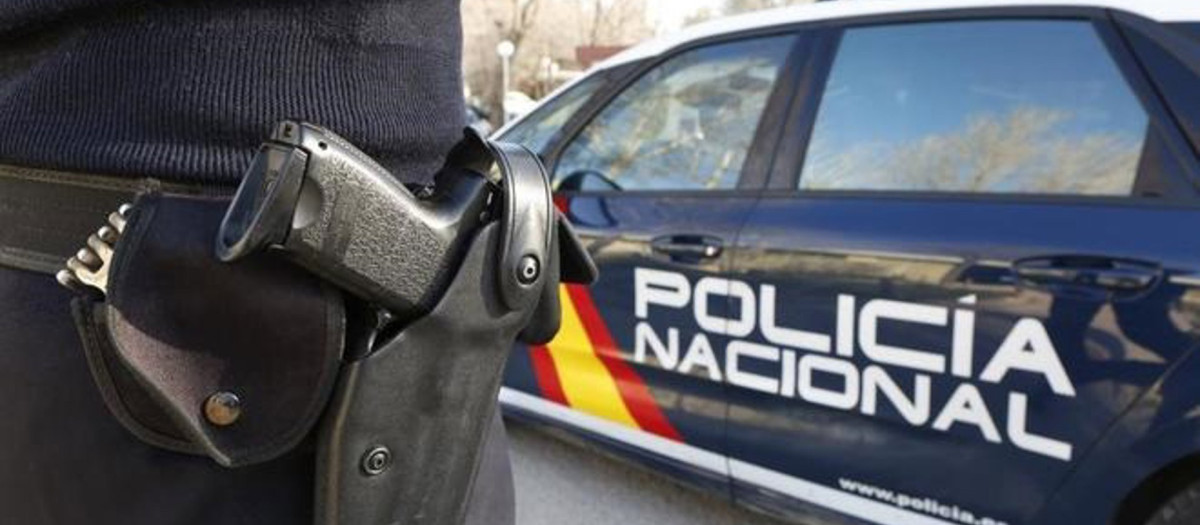 Un agente y un coche de la Policía Nacional, en Valladolid, en una imagen de archivo