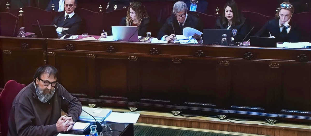Una instantánea de la Sala de Plenos del Supremo, durante el interrogatorio de Koldo