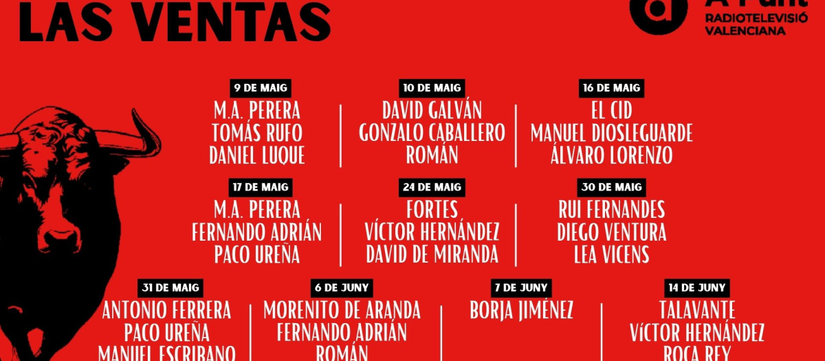 Imagen de la programación de À Punt desde la plaza de toros de Las Ventas
