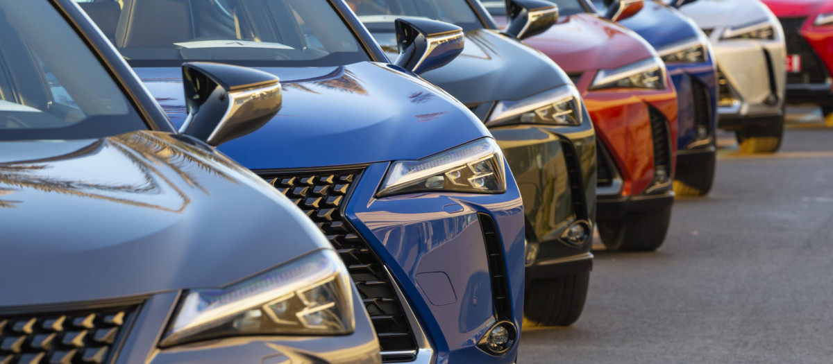 Varios coches de alquiler aparcados