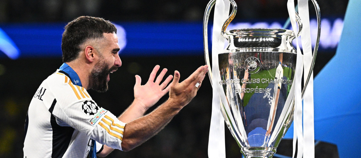 Dani Carvajal celebra la Champions League conquistada en Wembley