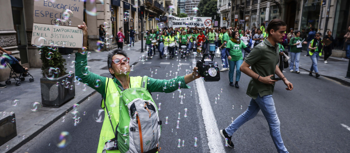 Imagen de una manifestación por la huelga en la educación en Valencia