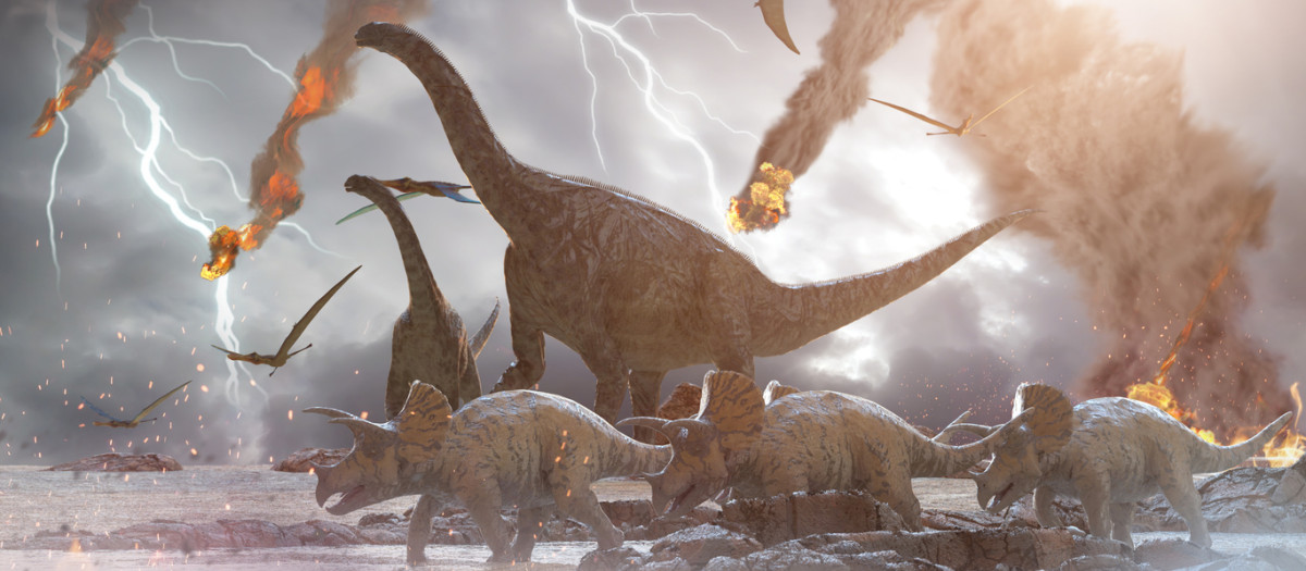 Destrucción de los dinosaurios por una caída de un meteorito