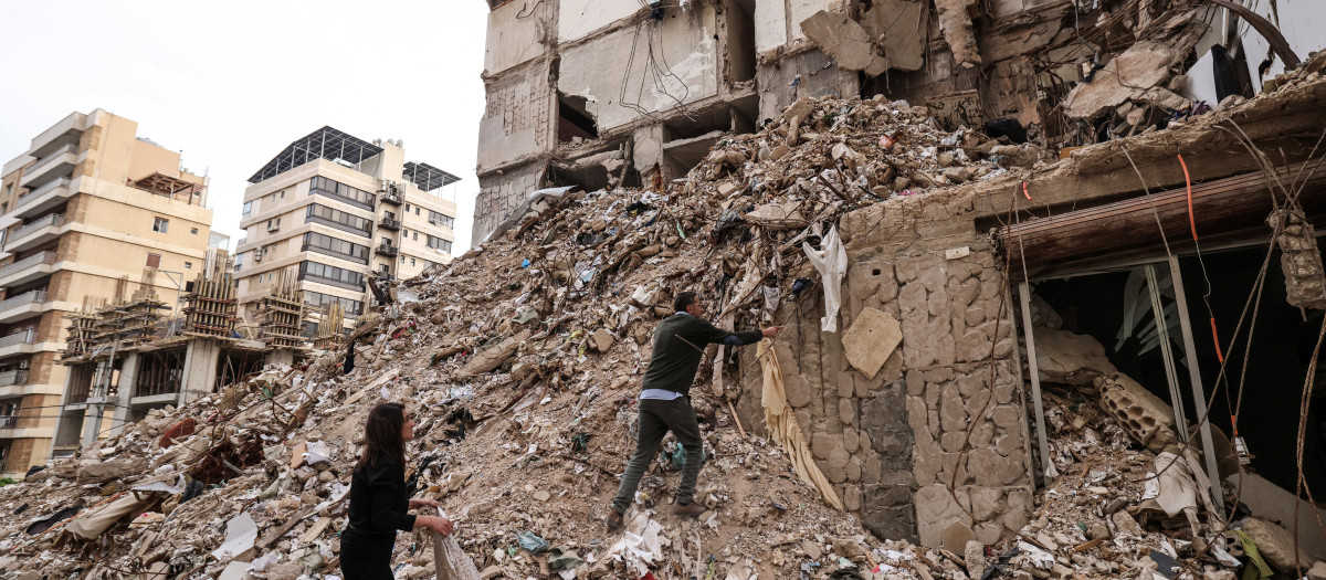 Un barrio residencial acomodado de Beirut alcanzado por un ataque del Ejército israelí