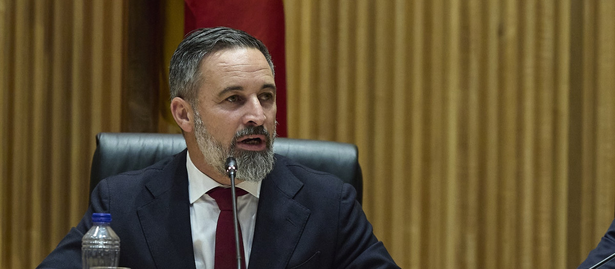 El presidente de Vox, Santiago Abascal, clausura las jornadas sobre libertad de expresión, en el Congreso