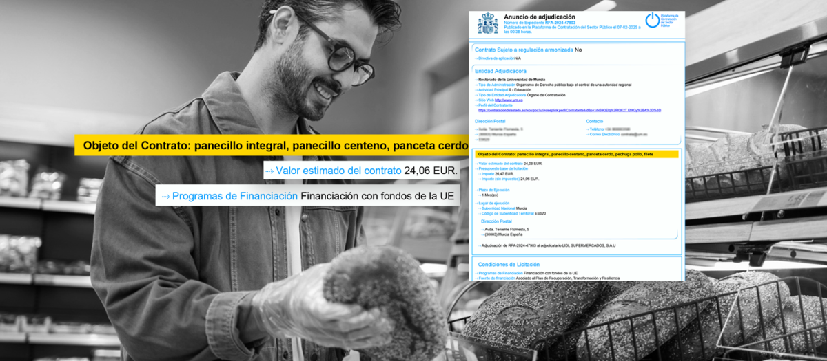 Adjudicación para la compra en un supermercado a cargo de los fondos europeos