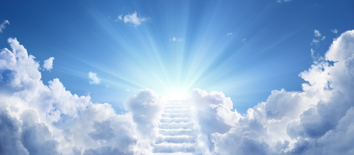 Ilustración de escaleras que conducían al cielo celestial