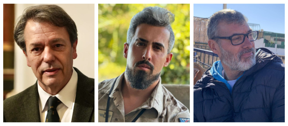 El pintor Augusto Ferrer-Dalmau, el capitán del Ejército del Aire Manuel Cuenca y el periodista José Luis Grau, premiados por la Asociación de Periodistas de Defensa