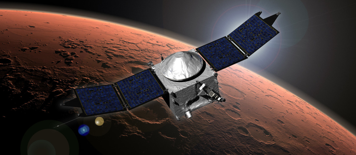 Concepción artística de la nave espacial Maven de la NASA