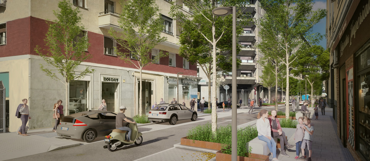Recreación digital de la remodelación de la calle de Alonso Cano