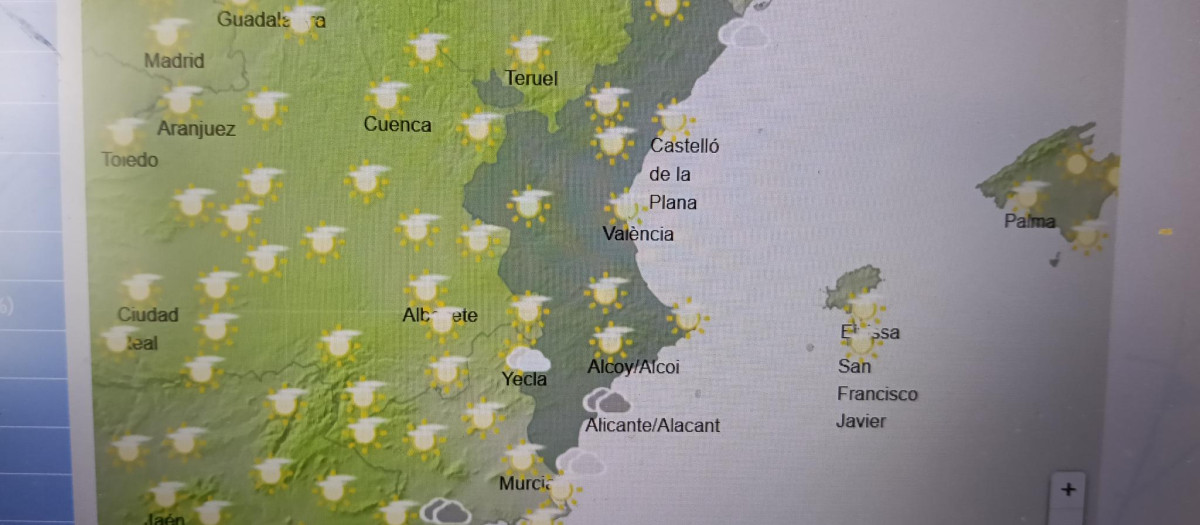 Imagen de la previsión de la Aemet para el sábado 6 de junio
