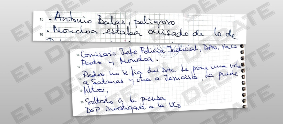 Notas de una segunda agenda de Leire incautada por la UCO