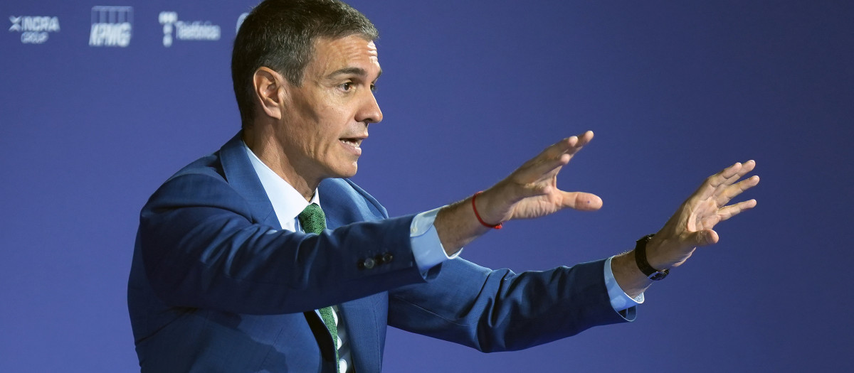 El presidente del Gobierno Pedro Sánchez, durante la celebración de la sesión de clausura de la 41ª Reunión del Cercle d'Economia