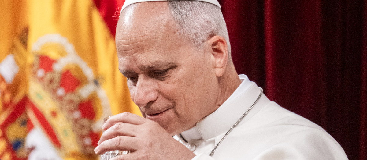 El Papa León XIV interviene durante su visita al Congreso de los Diputados, a 8 de junio de 2026, en Madrid