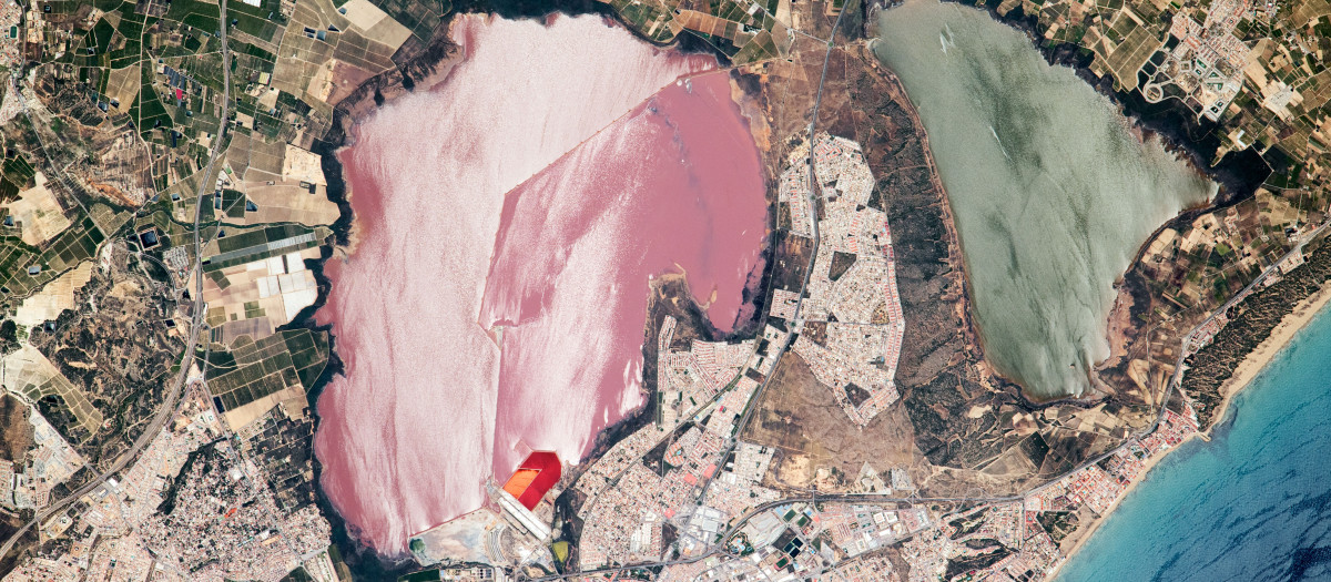 Imagen de la laguna de Torrevieja captada desde el espacio
