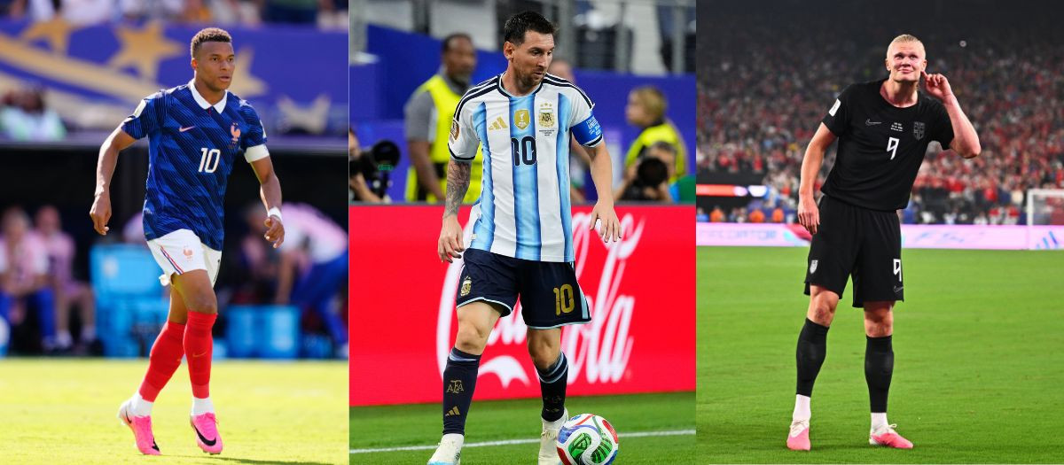Kylian Mbappe, Lionel Messi y Erling Haaland