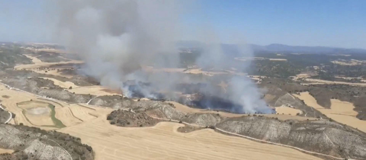 Un incendio forestal en Tamarite (Huesca) obliga al desalojo de dos núcleos urbanos