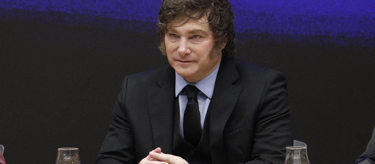 Javier Milei, a su llegada al acto
