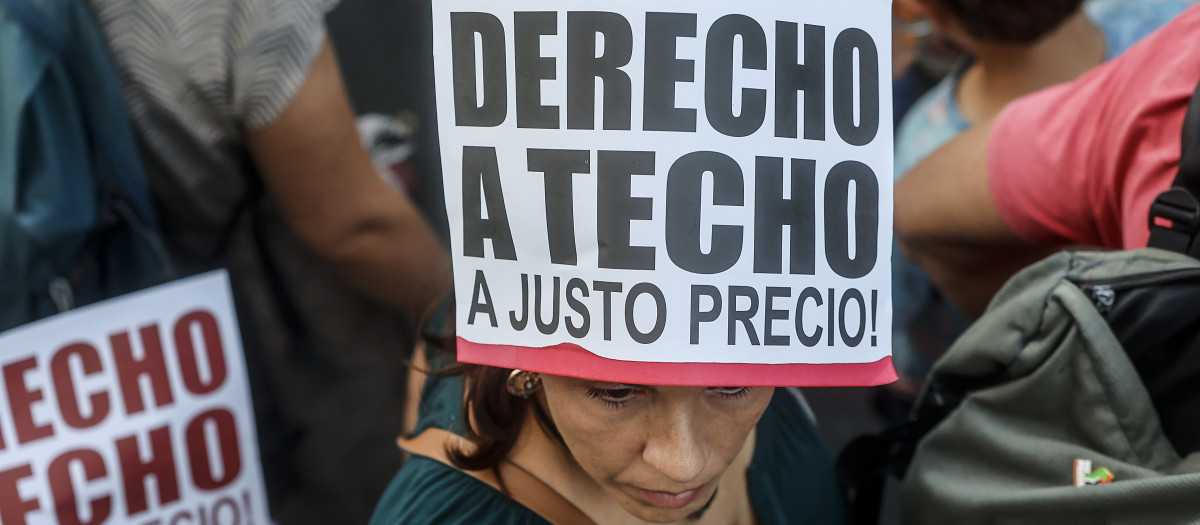 Imagen de una protesta por el problema de la vivienda celebrada en Valencia