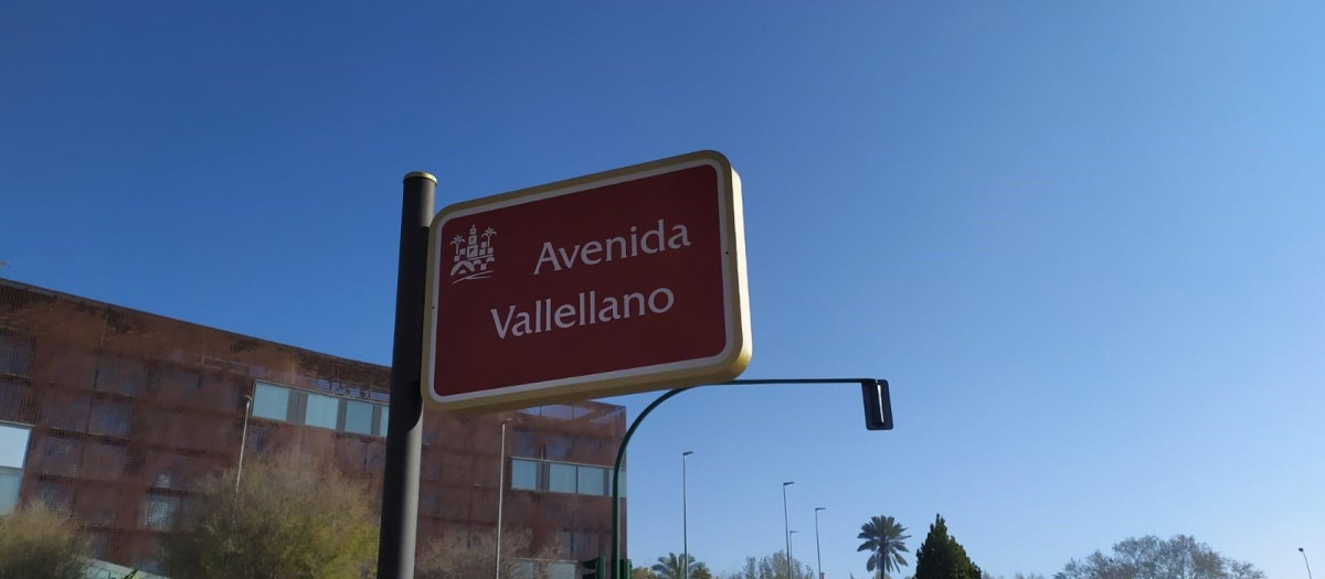 Rótulo de la avda. Vallellano