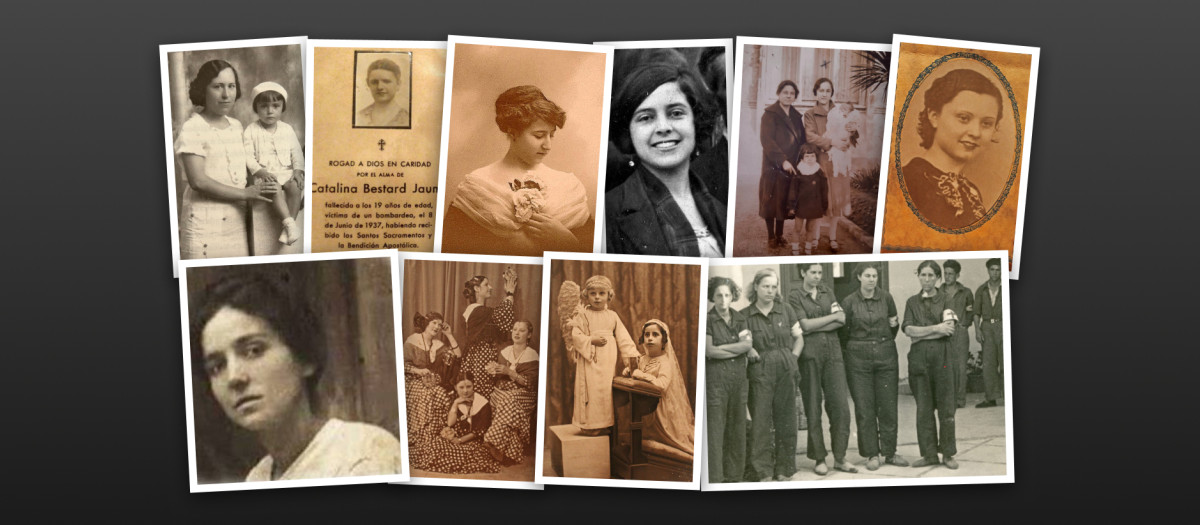 Ilustración con las imágenes de varias mujeres asesinadas en la Guerra Civil en Baleares