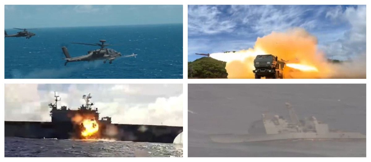 Secuencia del hundimiento del USS Mobile Bay (CG-53) y USS Peleliu (LHA-5) en el ejercicio militar RIMPAC