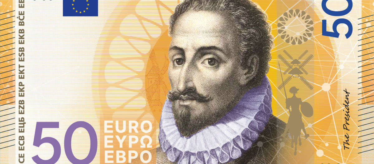 El rostro de Cervantes podría figurar en los billetes de 50 euros