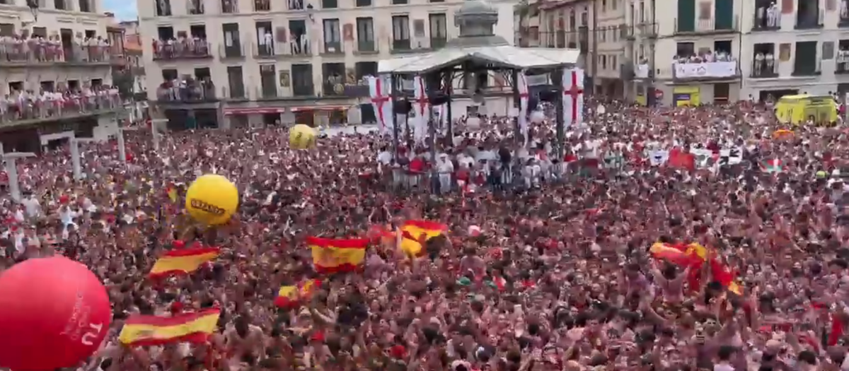 Imagen de la Plaza de los Fueros de Tudela en el Cohete 2026