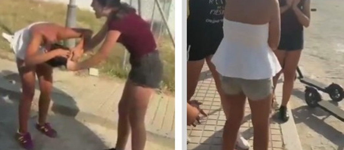 Captura de la agresión de unas niñas a otra menor en Moguer