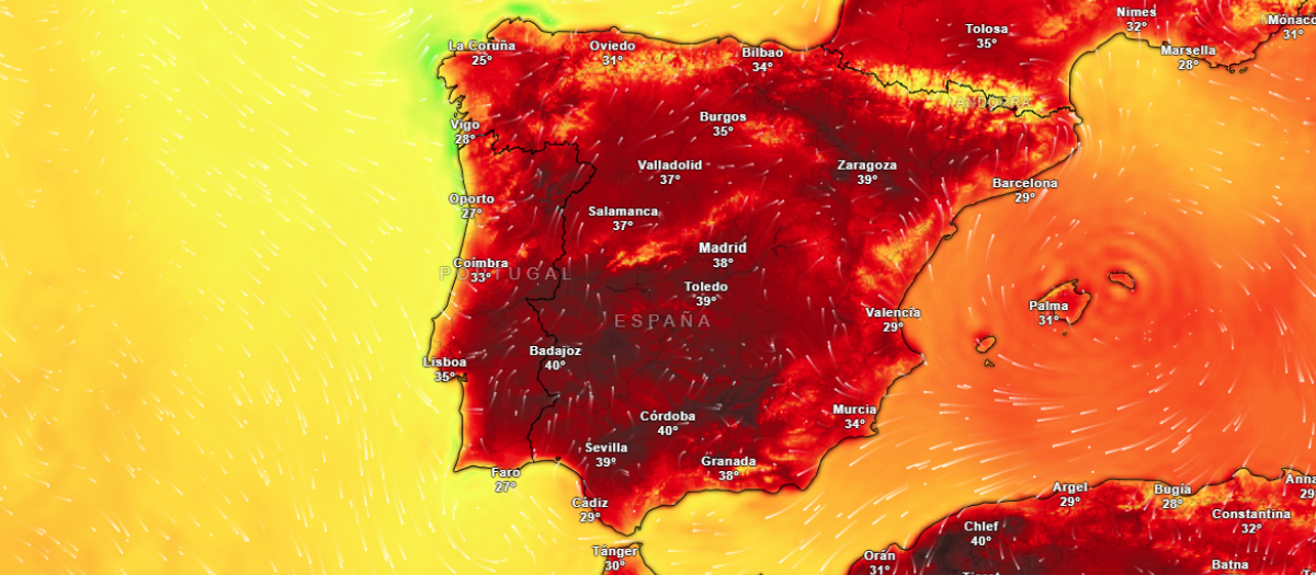 Temperaturas previstas para este martes a las 17:00