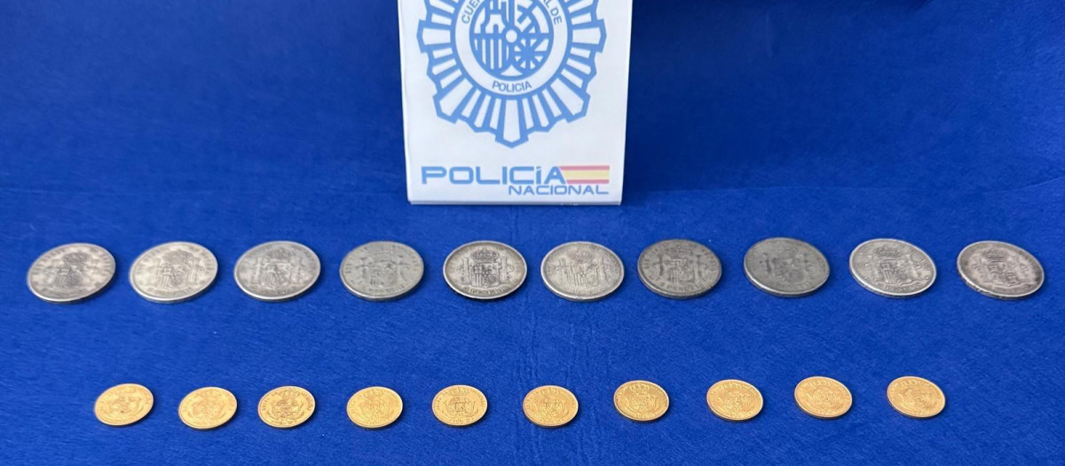 Monedas históricas de oro y plata incautadas en Valladolid y Palencia