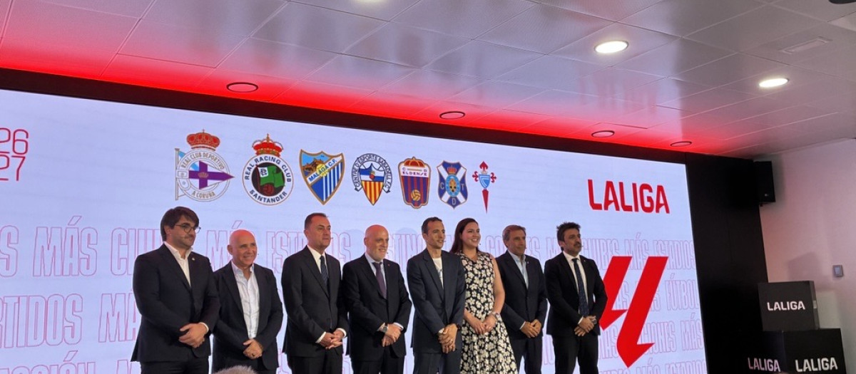 Presentación de los equipos asecndiso a pirmrea y segunda división en la sede de LaLiga