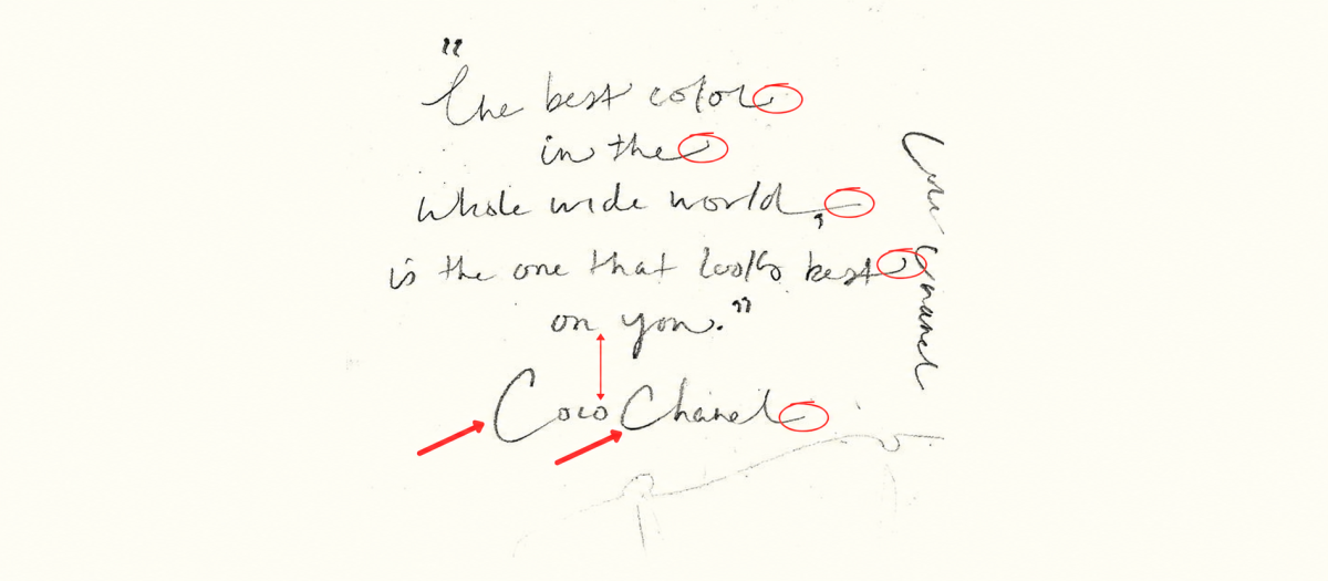 La escritura de Coco Chanel