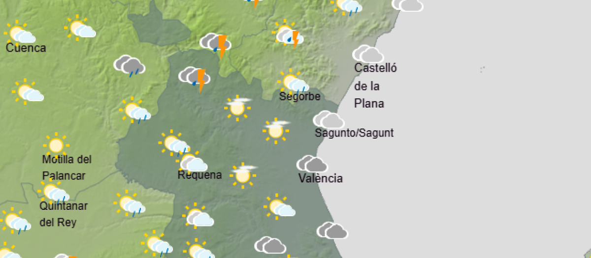 Previsión del tiempo con lluvias y tormentas este 1 de agosto en la Comunidad Valenciana.
