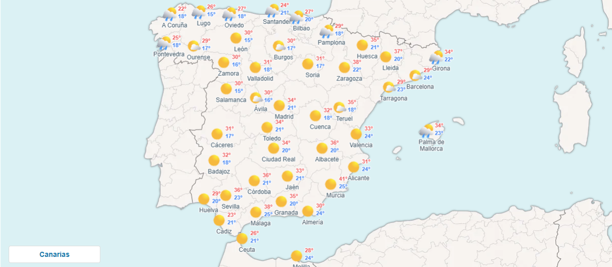 Previsión meteorológica de este martes, 4 de agosto