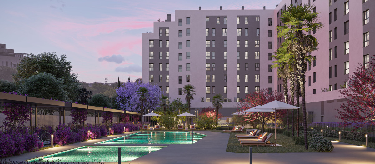 Recreación interior de la promoción Vera de Neinor Homes, comercializada bajo la marca de AEDAS Homes, en Valencia