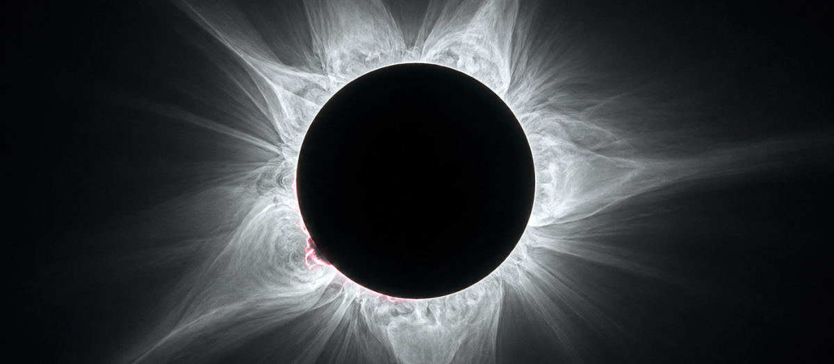 Corona solar visible durante un eclipse solar total