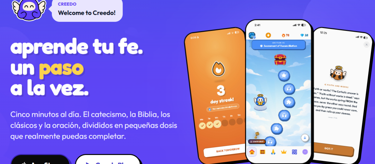 Captura de pantalla de la aplicación Creedo