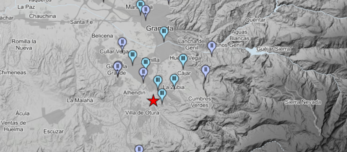 Mapa sísmico del Instituto Geográfico Nacional