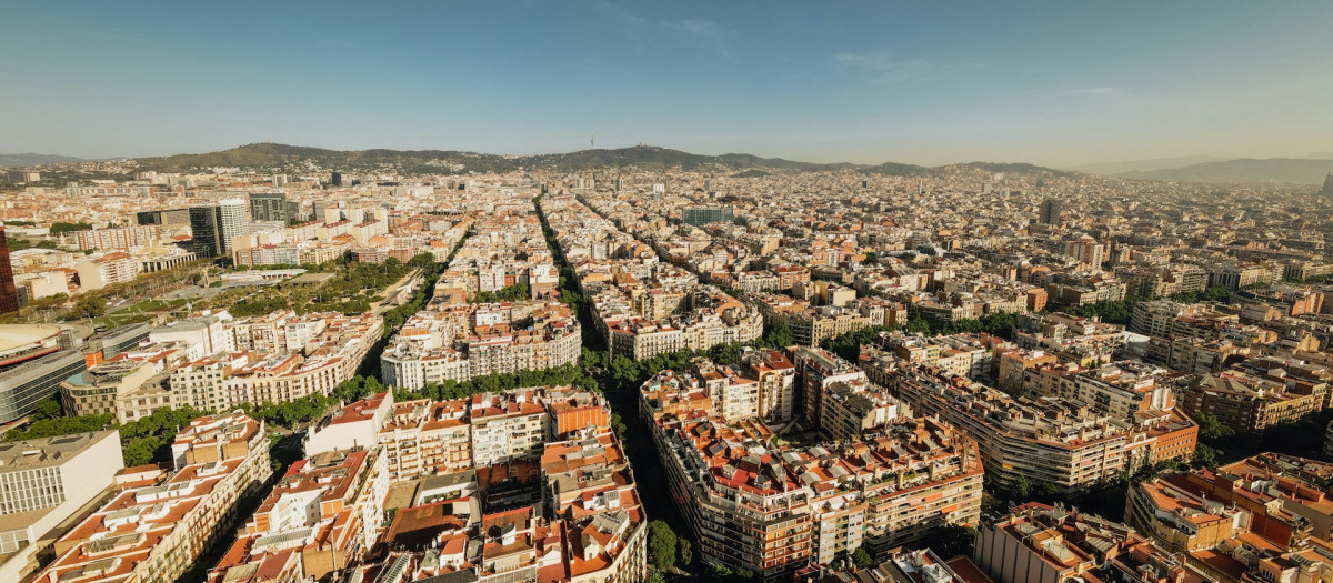 Vista aérea del distrito del Eixample, en Barcelona