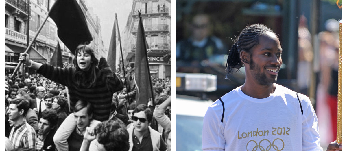 A la izquierda, protestas en París en Mayo del 68. A la derecha, Jason Arday