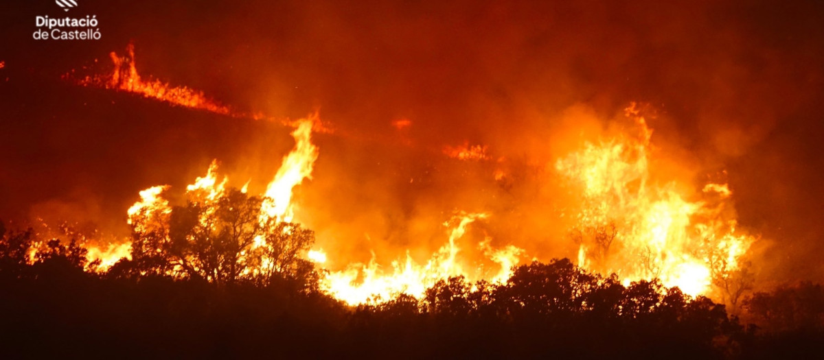 Imagen del incendio forestal en Segorbe (Castellón).