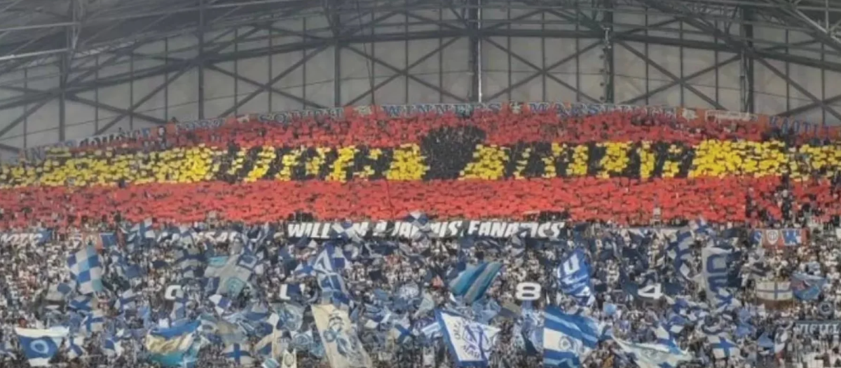 El tifo de los ultras del Marsella para festejar el Mundial de España