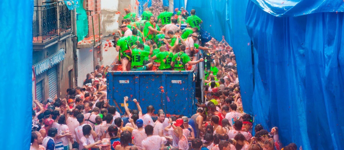 Imagen de archivo de la Tomatina de Buñol, en Valencia