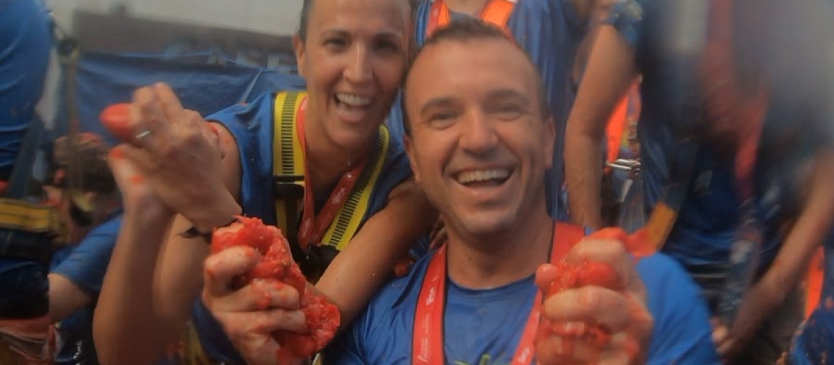 Imagen tomada este miércoles de Vicent Mompó durante La Tomatina de Buñol 2026