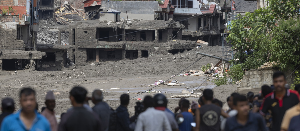 Destrozos de la riada en Nepal