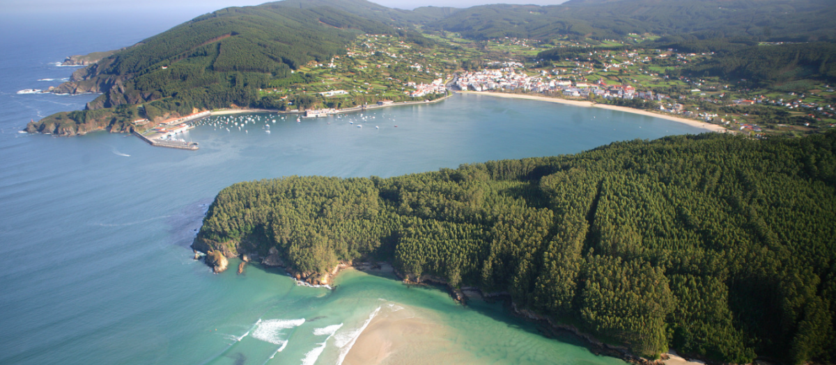 Imagen panorámica de la Playa de la Magdalena (Cedeira)